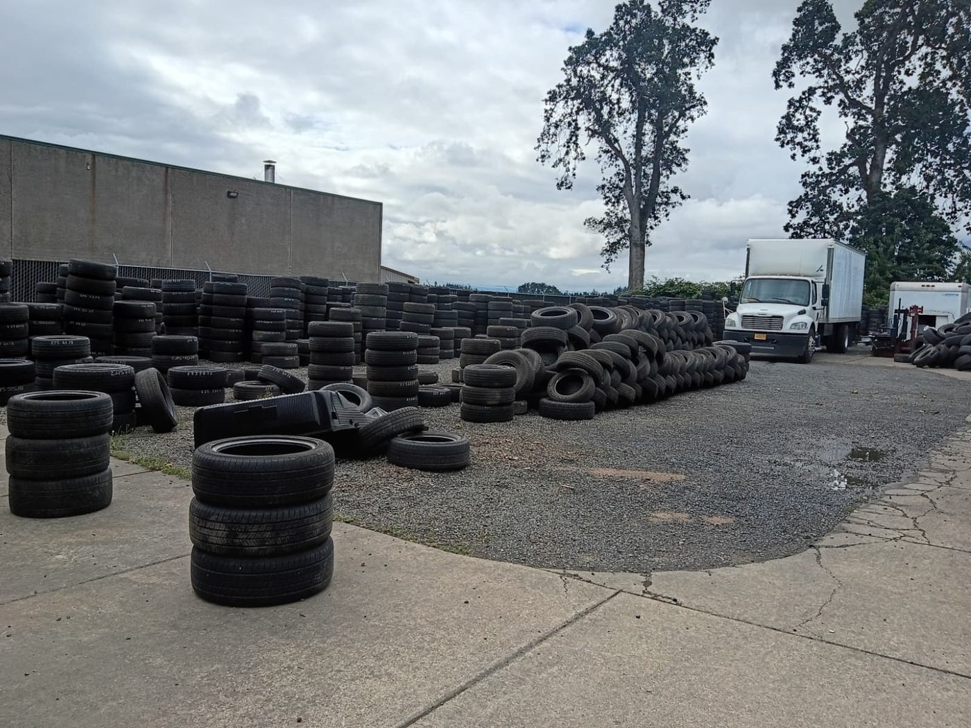 Rows of used tire inventory