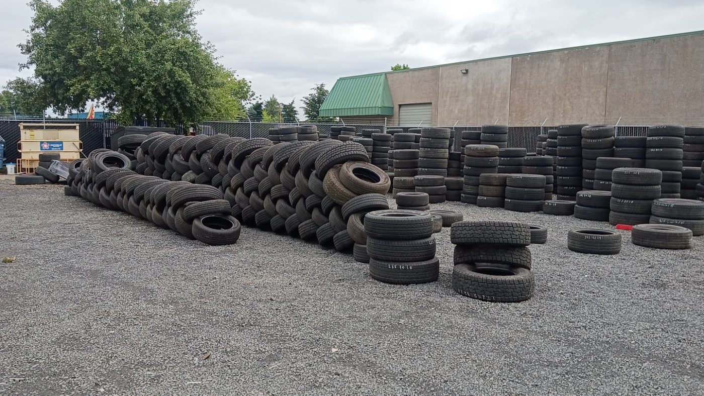 Alternate view of used tire rows in the Hubbard inventory yard