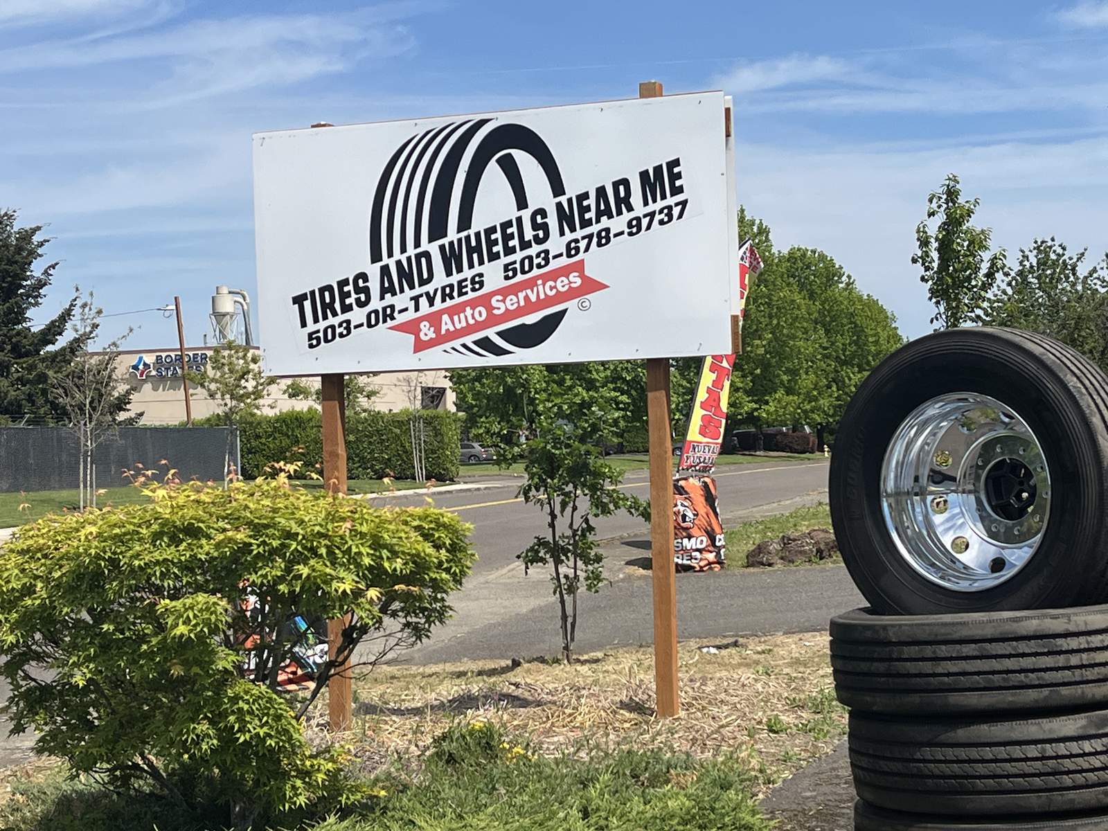 Wheel and rim display at the Hillsboro tire shop